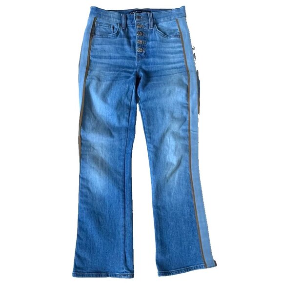 Veronica Beard 26/2 Carolyn Baby Boot Tux Stripe Hi Rise Jeans Amsterdam Blue - Picture 2 of 8